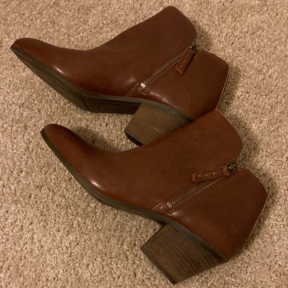 Frye Chestnut Leather Ankle Booties